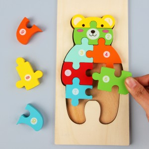 Wooden 3D Puzzles Children Game Toys - Multicolor