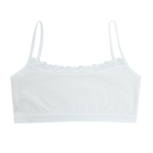 Young School Girl Cute Training Cotton Bra - White