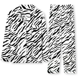 Zebra Printed Pajamas 2 Pcs Set For Women Sleepwear Homewear Nightwear