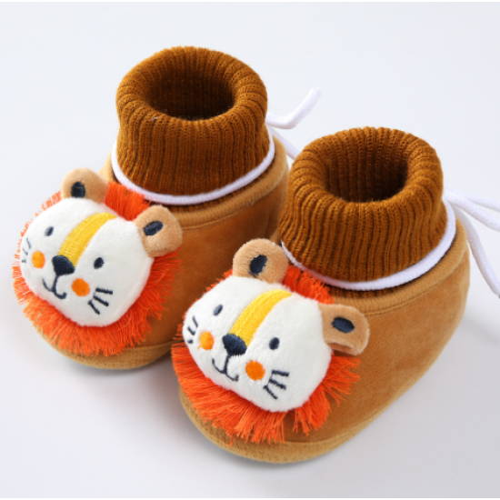 baby socks shoes plus velvet thickened warm cotton shoes baby toddler - Brown