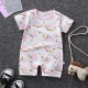 newborn pajamas pure cotton short-sleeved baby jumpsuit - white