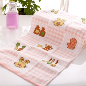 printed cartoon pure cotton new born towel - pink